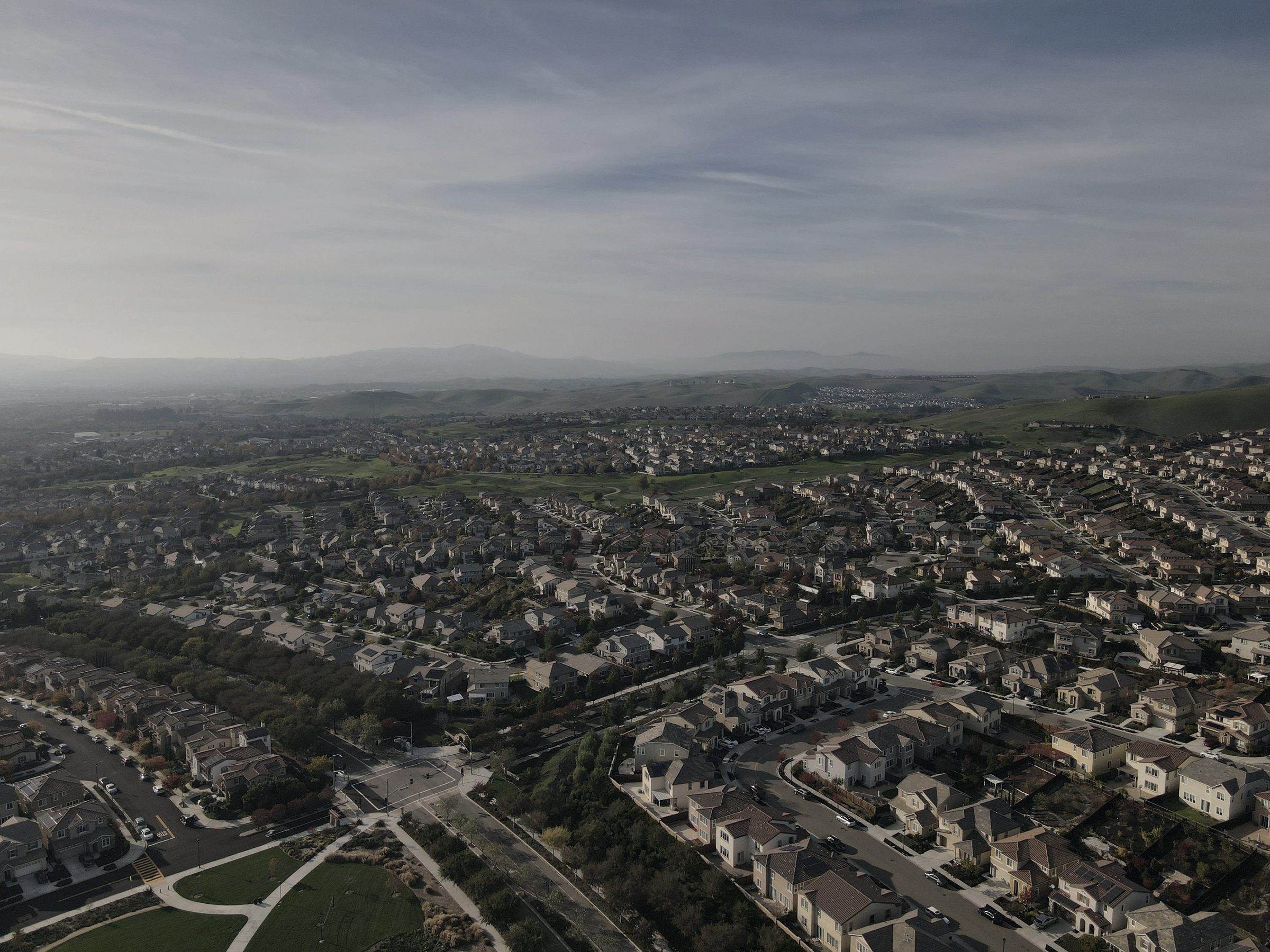 Aerial view of a large residential subdivision
